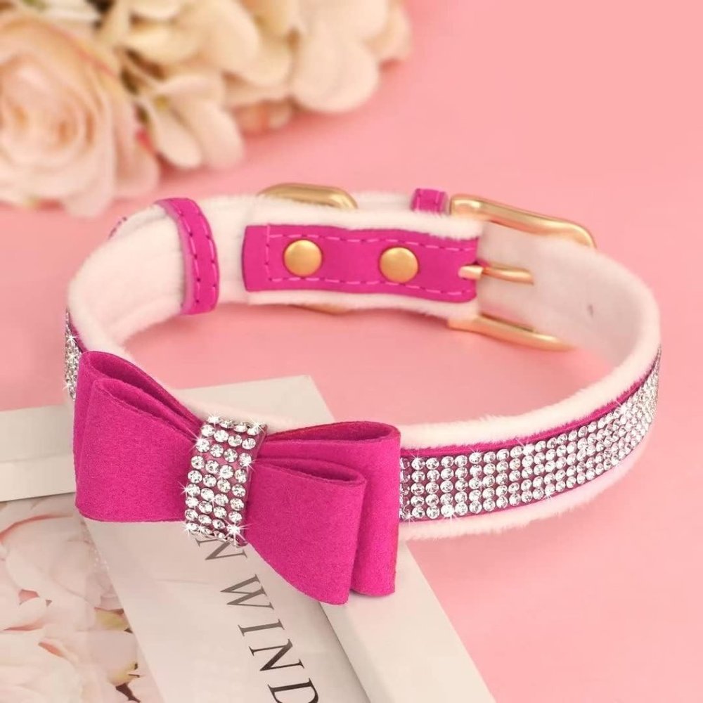 NEW Sparkling Bling Swarovski Crystal Rhinestone Pet Dog Fleece Collar +…
